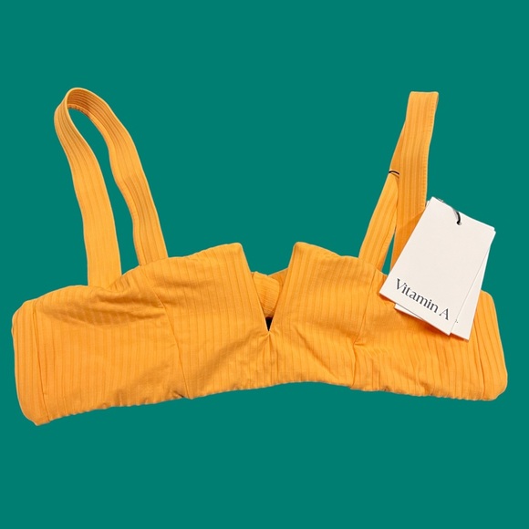 NWT Vitamin A Kaya tie strap bikini top in yellow. Size Small/6. 🏖️👙☀️ - Picture 2 of 7